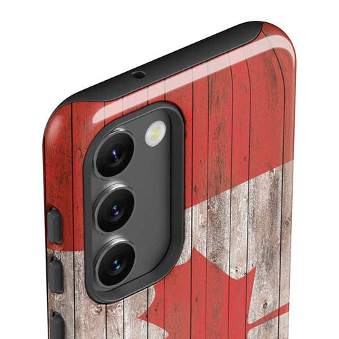 Canadian Flag Dark Wood Galaxy S23 Plus Pro Case